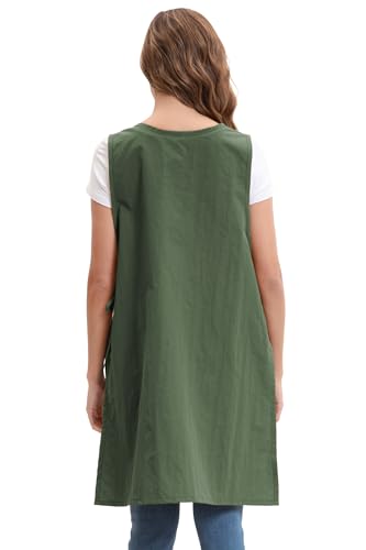 Nanxson Waterproof Apron with Pockets Plus Size Chef Apron | Side tie design,Split-piece apron,for Cooking Kitchen Baking Painting Grilling, - color: Green