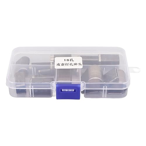 Generic 18Pcs Leather Cutter Punch, High Carbon Steel Assorted Shape Hollow Punch Cutter, Fabric Leather Clay DIY Tool with Transparent Storage Box