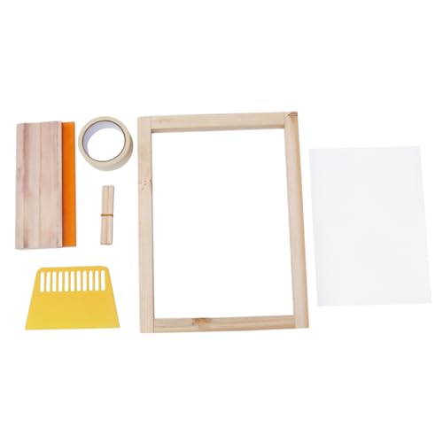 EXAOMBLE Family-Friendly Silk Screen Printing Kit Frame Squeegees Transparency Film Mask Tape