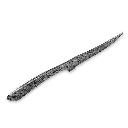 Custom Hand Forged Damascus Steel Blank Blade Diy Knife Making Kit Including Wooden Scale, Leather sheath, Pin, Damascus Blade Billet Knife Making Supply (BK-H) - color: BK-H