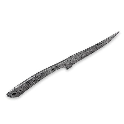 Custom Hand Forged Damascus Steel Blank Blade Diy Knife Making Kit Including Wooden Scale, Leather sheath, Pin, Damascus Blade Billet Knife Making Supply (BK-H) - color: BK-H