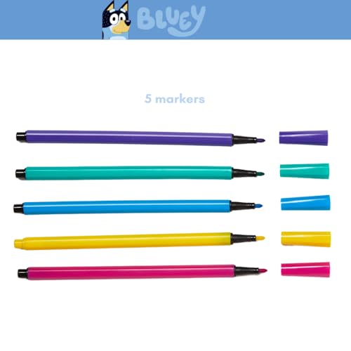 Bluey Sketchbook for Kids with Washable Markers, 86 Blank Pages Spiral Bound, Turquoise - color: Blueey