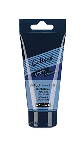 Schmincke - College Linol, Artists' lino Printing Inks, Dark Blue in 75 ml Tube, 39450013, Low-Odour Water-Based lino Printing Ink, lightfast, Even Print - color: Dark Blue, size: 2.54 Fl Oz (Pack of 1)