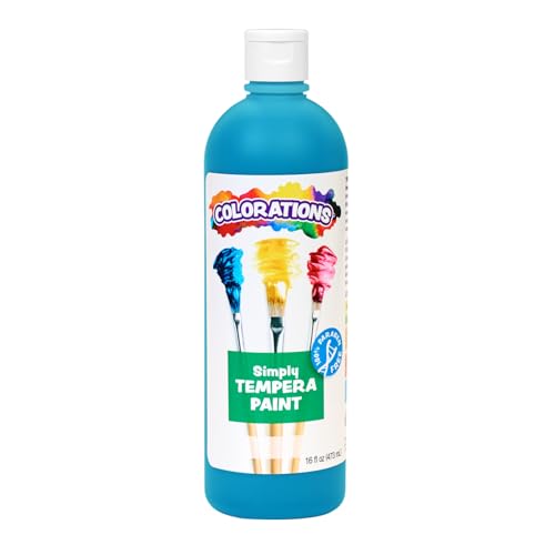Colorations Paraben-Free Washable Tempera Paint for Kids - Turquoise, 16 Ounce Bottle, Non-Toxic and Made in The USA - color: Turquoise