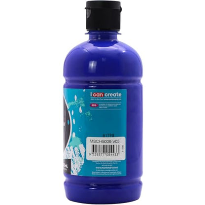Mont Marte Signature Ultramarine Blue Acrylic Paint, 16.9oz (500ml), Semi-Matte Finish, Suitable for Canvas, Wood, Fabric, Leather, Cardboard, Paper, MDF and Crafts - color: Ultramarine Blue, size: 16.9 Fl Oz (Pack of 1)