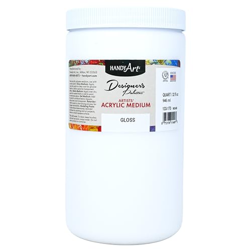 Handy Art Acrylic Gloss Medium, 32 oz, Transparent Gloss Clear Coat | Enhances Flow, Reduce Viscosity for Glazing, Pouring, Acrylic Painting & Blending, Certified Safe & AP Non-Toxic, Made in USA - color: Gloss Medium, size: 32 Fl Oz