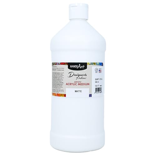 Handy Art Acrylic Matte Medium, 32 oz, Transparent Matte Clear Coat | Enhances Flow, Viscosity for Glazing, Pouring, Acrylic Painting & Blending, Certified Safe & AP Non-Toxic, Made in USA - color: Matte Medium, size: 32 Fl Oz