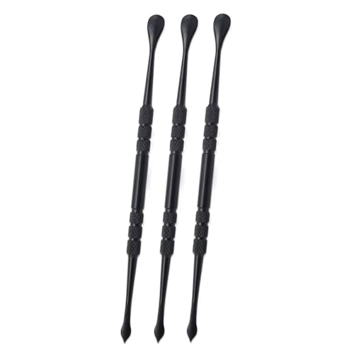 Joyangy 3PCS Wax Carving Tools, Stainless Steel Double-Headed Sculpting Kit, 4.6" Wax Modeling Engraving Spoons for Clay Pottery Molding Shaping, Black - size: 3 Pack(Black)