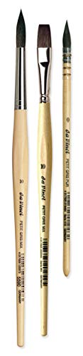 da Vinci Brushes 4251DV Watercolor Brush Set, Quill Size 0, Round Size 10, Flat Size 10, Black 3 Each - style: Petit Gris Watercolor Snap Box Set