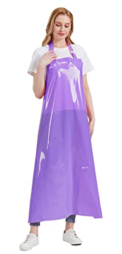 Nanxson TPU Waterproof Apron Lightweight Work Apron with Adjustable Buckle | Liquid Resistant,Neck buckle design,Easy to clean,Unisex,Butcher Apron for Dishwashing Grooming,Halloween - color: Purple