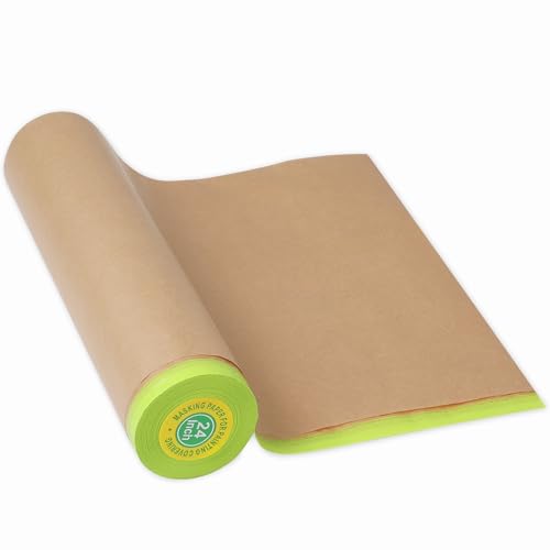 MyLifeUNIT Masking Paper, Automotive Masking Paper Roll with Tape for Painting Protection Covering (1 Rolls, 24 inch x 50 feet) - size: 24 inch x 50 feet