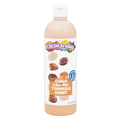 Colorations Washable Multicultural Paint - Color Like Me, 16 fl oz bottle, Peach skin color, Kids, Art Supplies, diverse, skin tones, multi-ethnicity, colors from around the world - color: Peach