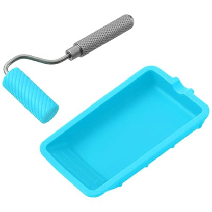 Glue Roller Set Silicone Glue Applicator with Tray for Woodworking, Arts and Crafts, Wood Projects, Furniture Repair and Professional Paint Kit Sky-blue - color: Sky-blue