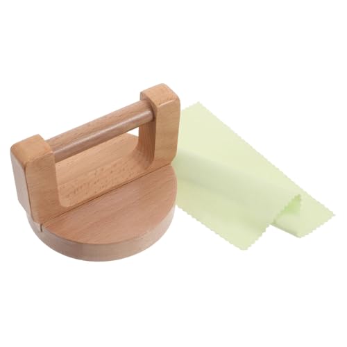 SAFIGLE Beech Wood Printmaking Baren Round Handle and Cleaning Cloth, Handheld Burnisher for Linocut and Rubber Stamps, Craft Paper Press Tool for DIY Printmaking and Block Printing