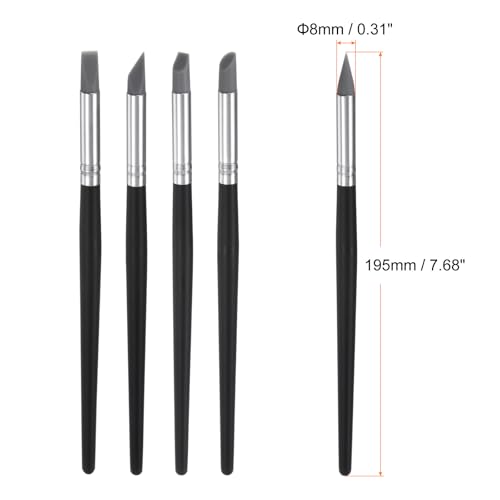 HARFINGTON 5pcs Clay Sculpting Tool, 5 Size Clay Sculpting Shaper Rubber Tip Shaping Pen Silicone Brushes Shaping Carving Tool for Ceramic Sculpture Polymer Clay, Gray