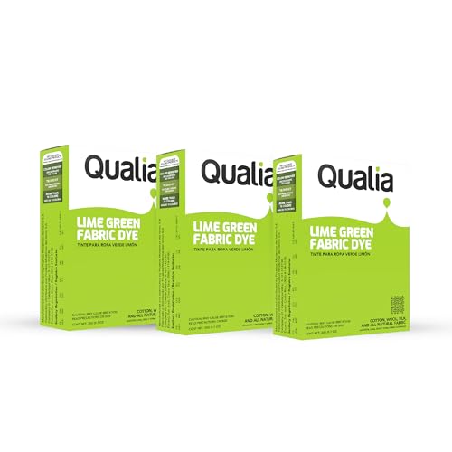 Qualia All Purpose Powder Fabric Dye, Easy to Use Dye for Natural Fabrics: Cotton, Wool, Silk, Wood, & Linen, Ultra Concentrated Colors, Lime Green, 3 Pack - color: Lime Green, size: 3