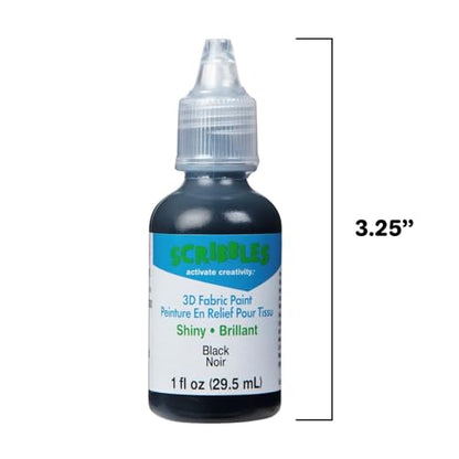 Scribbles 1oz 3D Fabric Paint, Shiny Black - color: Black, size: 1 Fl Oz (Pack of 1)