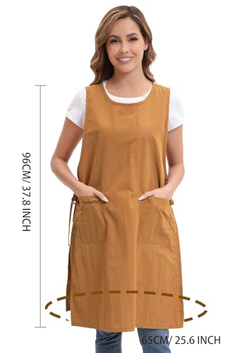 Nanxson Waterproof Apron with Pockets Plus Size Chef Apron | Side tie design,Split-piece apron,for Cooking Kitchen Baking Painting Grilling, - color: Brown