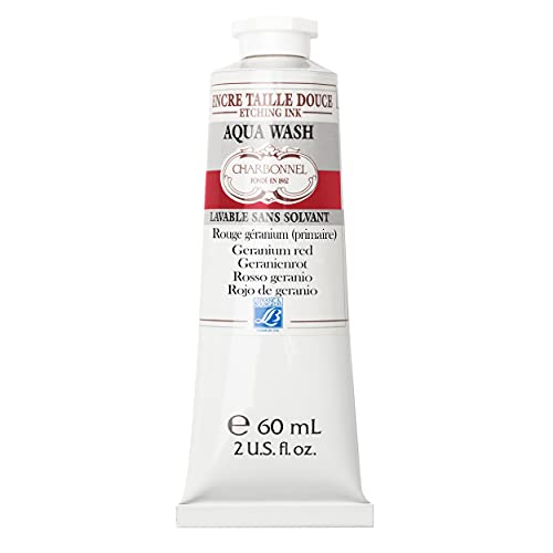 Charbonnel Aqua Wash Etching Ink, 60ml Tube, S3, Geranium Red - color: Geranium Red, size: 2 fl oz