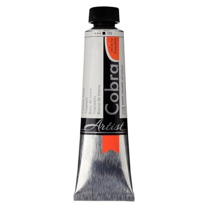 Cobra Artist Oil Color Tube - Water-Mixable Oil Paint with High Pigmentation - Opaque Color - High Lightfastness - Water-Thinnable - Convenient Tube Size - No Harmful Solvents - White - 40ml - 3 Pack