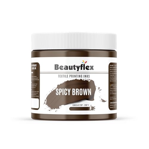 BEAUTYFLEX® Screen Printing Ink SPICY BROWN Plastisol Ink for screen printing - Fast Curing Painting for Cotton, Polyester and Other Fabrics, Fabric Paint for screen printing kit (16 fl oz, Pint) - color: Brown, size: 16 Fl Oz (Pack of 1)