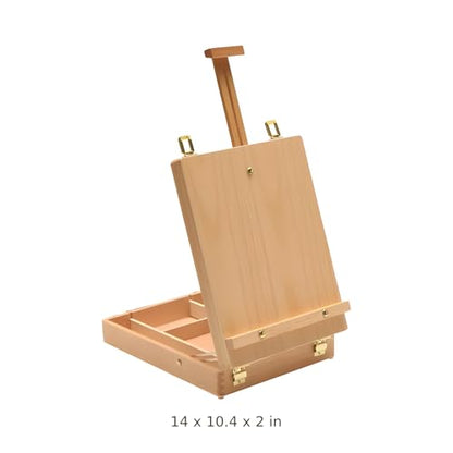 Tabletop Easel with Storage Drawer, Adjustable Wooden Desktop Sketch Box for Painting and Drawing, Art Display Stand for Canvas, Portable Studio Workstation for Artists and Students