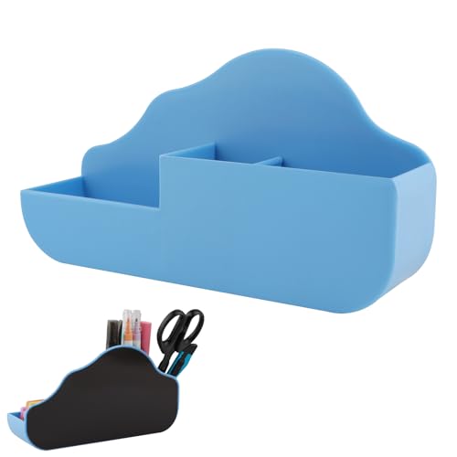KITANIS Magnetic Pen Holder,3 Compartments Magnetic Dry Erase Marker Holder,Extra Strong Magnet Storage Marker Pen Pencil Organizer for Refrigerator,Whiteboard,Locker Accessories(Cloud Style) - color: Cloud Sky Blue