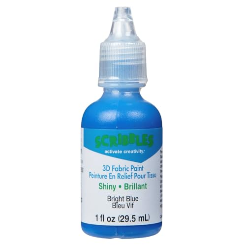 Scribbles 54126 3D Fabric Paint Shiny-Bright Blue - color: Blue, size: 1 Fl Oz (Pack of 1)
