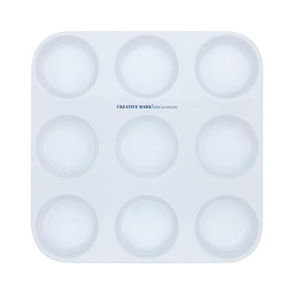 Creative Mark 9-Well Plastic Muffin Tray Paint Palette - Pack of 12, Durable, Reusable, Solvent-Resistant, with Oversized Paint Wells for Students, Artists, Teachers - 60ml (2oz) per Well - size: 9 Wells