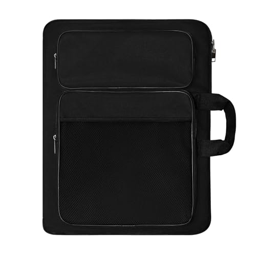 TreochtFUN Art Portfolio Kids Artwork - Artist Bag15 X 18 in for Child Artwork 8K Organizer,A3 portfolio Case For Carrying Artwork With Tote And Backpack (Black) | for Child Artwork 8K Organizer,A3 portfolio Case for Carrying Artwork with Tote And Backpac