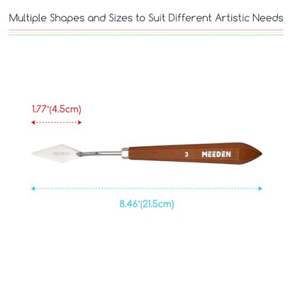 MEEDEN Artist Spatula Palette Knife: 8.46" Flexible Stainless Steel Art Scraper Painting Knife with Wooden Handle for Canvas, DIY Crafts, #3 - style: #3