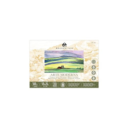 Magnani 1404 Arte Moderna Mixed Media Pad, 140 lb (300gsm), 7x10, 100% Cotton, Extra White, Vegan-Sized Mixed Media Paper for Wet and Dry Art, Absorbent, Acid-Free and UV Resistant - size: 7x10"