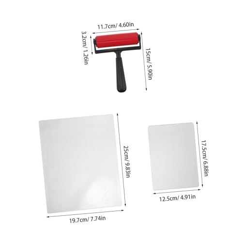 KALLORY Reusable, Distribution Paint Ink Integrated for Brush Even Gel Printing Plate Set with Hand and Roller Plastic and Gel Material for Printmaking Projects and Studios