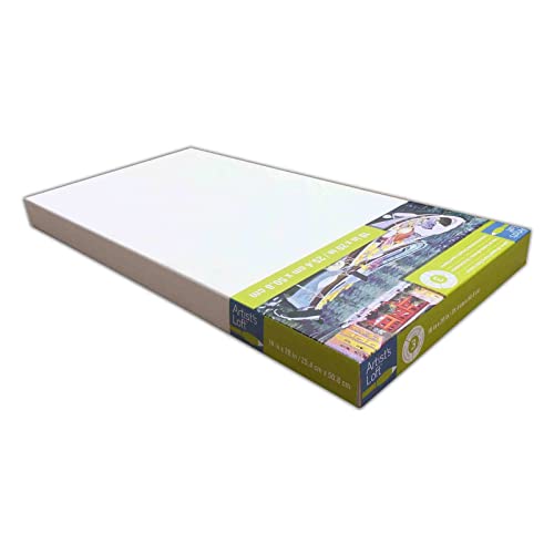 Artist's Loft 10" x 20" Level 3 Gallery Wrapped Heavy Duty Canvas - Archival, Acid Free Cotton Canvas for Paint, Acrylic, & Oils - Bulk 12 Pack - size: 10\ x 20\