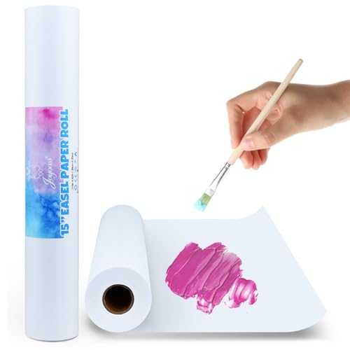 Joyooss Easel Paper Roll, Drawing Art Paper Roll for Kids 15” x 984” (82’) 2 Pack Painting Roll of Paper Kid Art and Craft Coloring White Paper for Kids Wrapping Gift Activity - size: 15 Inch 2 Rolls