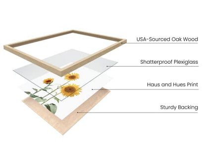 HAUS AND HUES Sunflower Set Collage 16x20 - Framed Beige - color: Sunflower, size: 16x20, style: Beige Framed