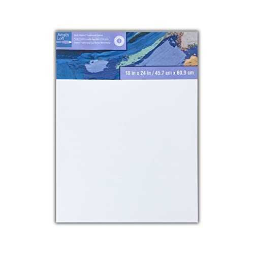 Artist's Loft 18" x 24" Level 1 Back Stapled Canvas - Archival Quality and Acid Free Cotton Canvas for Acrylic and Oil Paints - 1 Pack