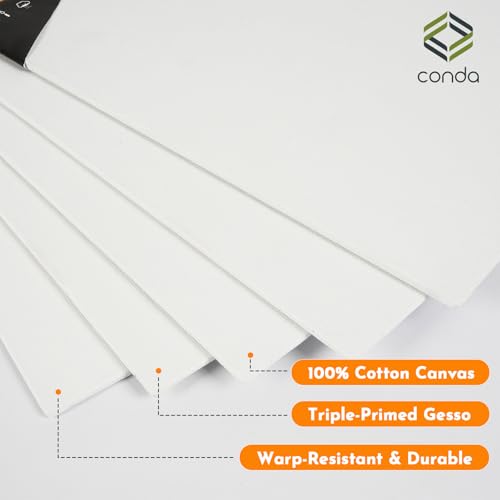 CONDA Canvas Board 8 x 10 inch, 24 Pack Canvases for Painting, 100% Cotton Canvas for Drawing, Gesso Primed Acid-Free, Artist Canvas Panels for Acrylic, Pouring & Oil Painting - size: 8" x 10", style: 24