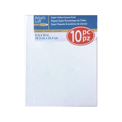 Artist's Loft 10 Count 8” x 10” Super Value Canvas Necessities - Acid Free Cotton Canvas for Paint, Acrylic, & Oils - 1 Pack - size: 8 x 10 inches