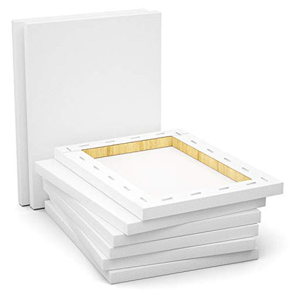 GOTIDEAL Stretched Canvas, 9x12 Inch Set of 8, Primed White - 100% Cotton Artist Canvas Boards for Painting, Acrylic Pouring, Oil Paint Dry & Wet Art Media - color: White, size: 9"x12"