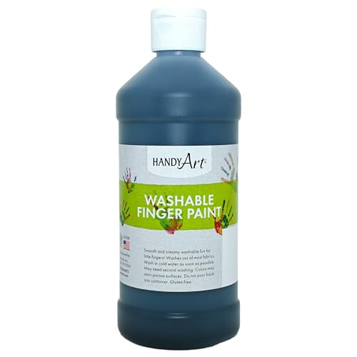 Handy Art Washable Finger Paint, Black, 16 oz Bottle, Easy Clean Up, Sensory Paints for Fingers & Hand Prints, Ages 3 & Up, Safe for Kids & Toddlers, AP Certified Non-Toxic, Made in USA - color: Black