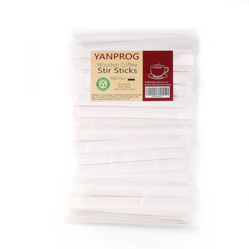 Wooden Coffee Stirrers Individually Wrapped 5.5" Coffee Stir Sticks 1000 Pcs, Natural Birch Round End Thick Birch Wood Eco-Friendly Suitable for Coffee, Cocktail and Hot Drinks - color: Individually Wrapped, size: 1000 Pack