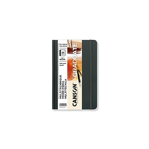 Canson Graduate Toned Natural Mixed Media Paper, Hard Cover Art Journal, 5.5x8.5 inches, 32 Sheets — Artist Paper for Collage, Watercolor, Ink, Pencil, Marker - color: Toned Tan Paper, size: 5.5x8.5