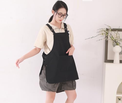NEWGEM Waterproof Apron with Pockets for Women Cooking Painting Baking Gardening - color: 3 Pockets Black