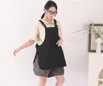 NEWGEM Waterproof Apron with Pockets for Women Cooking Painting Baking Gardening - color: 3 Pockets Black