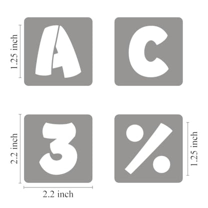 1.25 Inch Letter Stencils for Painting - 42 Pack Alphabet Letter and Number Stencil Templates with Signs for Painting, Reusable Letters and Numbers Stencils for Chalkboard Wood Signs & Wall Art - size: 1.25 Inch