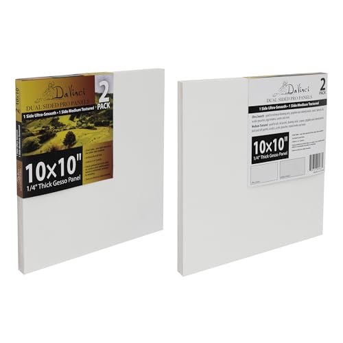 Jerry's Artarama Da Vinci Dual Sided Pro Panel Board - 20-Pack, 10x10 6mm Deep Panels for Painting - Archival, Acid-Free Art Supplies - Ultra-Smooth & Medium Textured Paint Surfaces - size: 10x10"