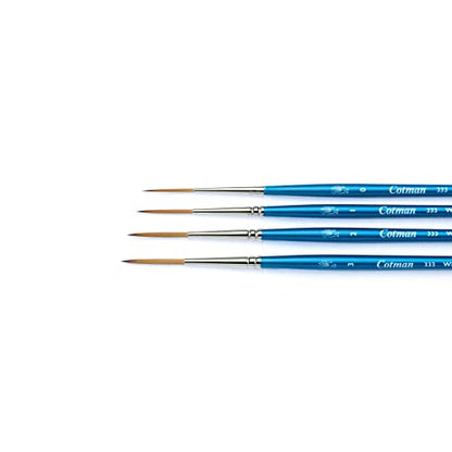 Winsor & Newton Cotman Short Handle Brushes, Set of 4, (Round 2 & 4, Rigger 1, One Stroke 1/4") - size: Set of 4, style: Round 2 & 4, Rigger 1, One Stroke 1/4"
