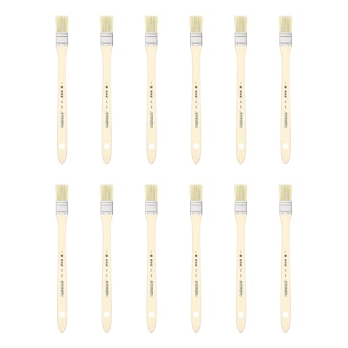 XDT#2801 Hake Artist Paint Brush 12 Piece Set #1.02in, Hog Bristle Flat Brushes for Painting, Acrylic Oil Watercolor - size: #1 12Pc Set
