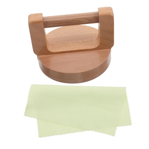 KHBUAB Beech Wood Printmaking Baren Round Ergonomic Handle and Cleaning Cloth, Wooden Lino Printing Press Tool for Beginner and Professional Block Printing Artists